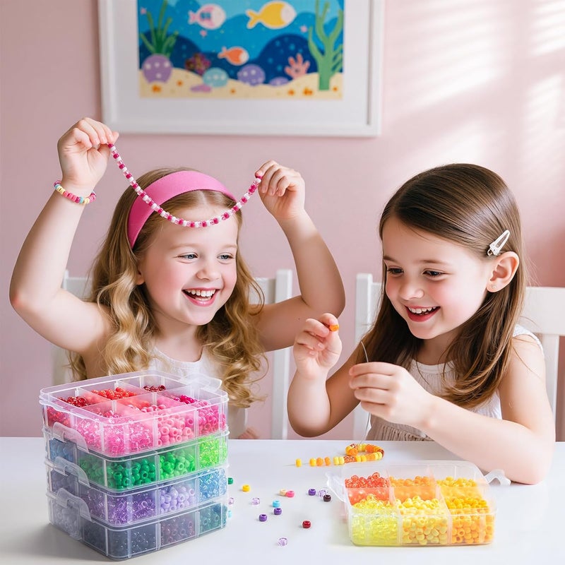 Umikk 5400Pcs Pony Beads, 30 Assorted Colored Beads for Bracelets Making, Kandi Friendship Bracelet, Craft, Jewelry Making, Hair Beading, Christmas Gifts for Girls (Boxed) - Image 2